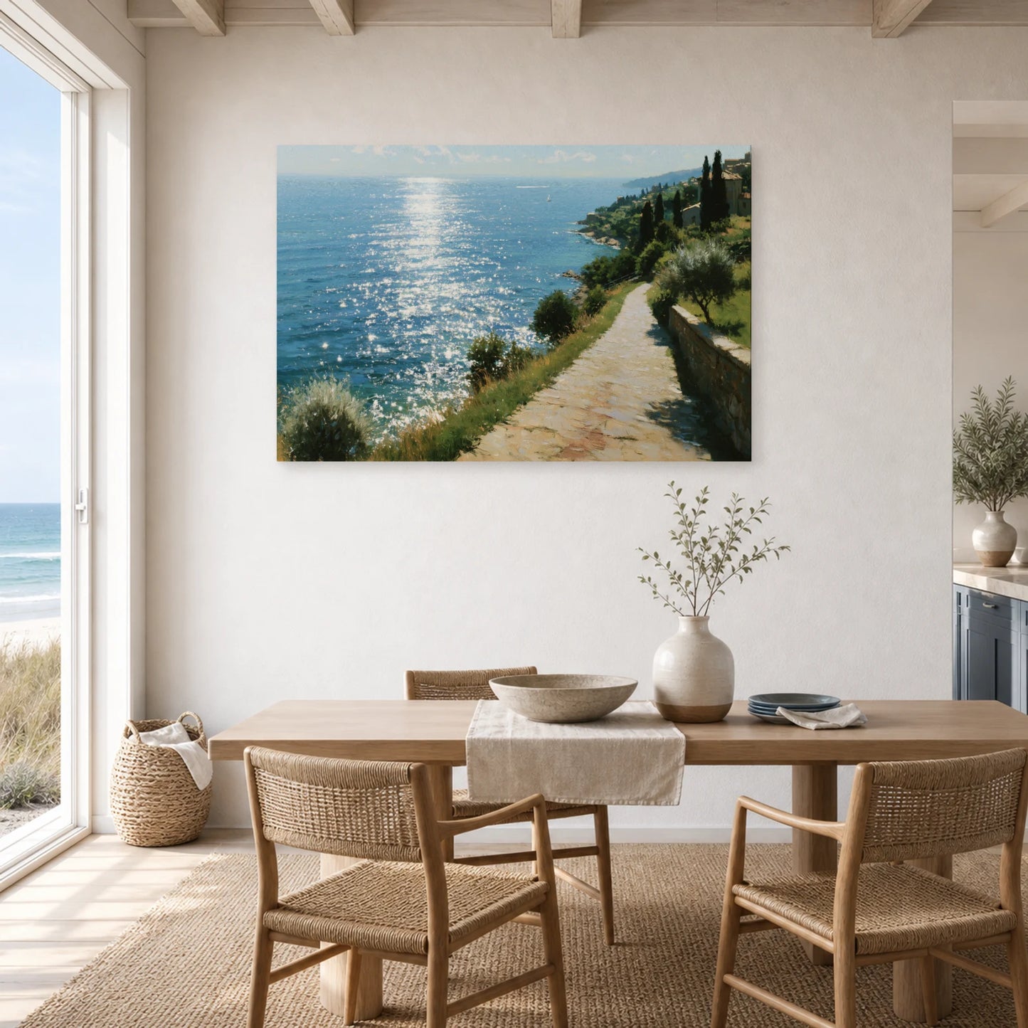 Tableau Bord De Mer Impressionniste Lumiere dans une cuisine - Art Virtuoso