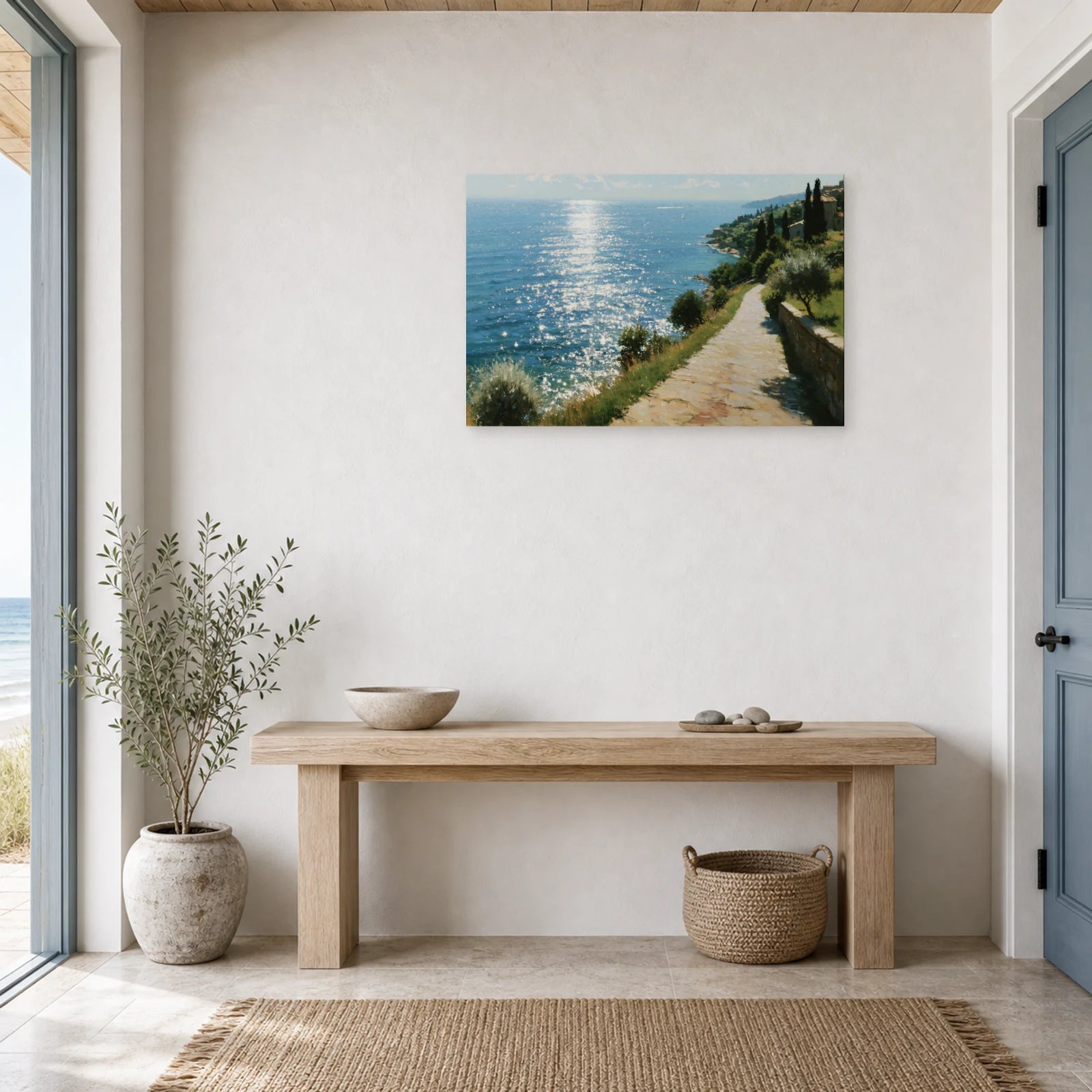 Tableau Bord De Mer Impressionniste Lumiere dans une entree ou un couloir - Art Virtuoso