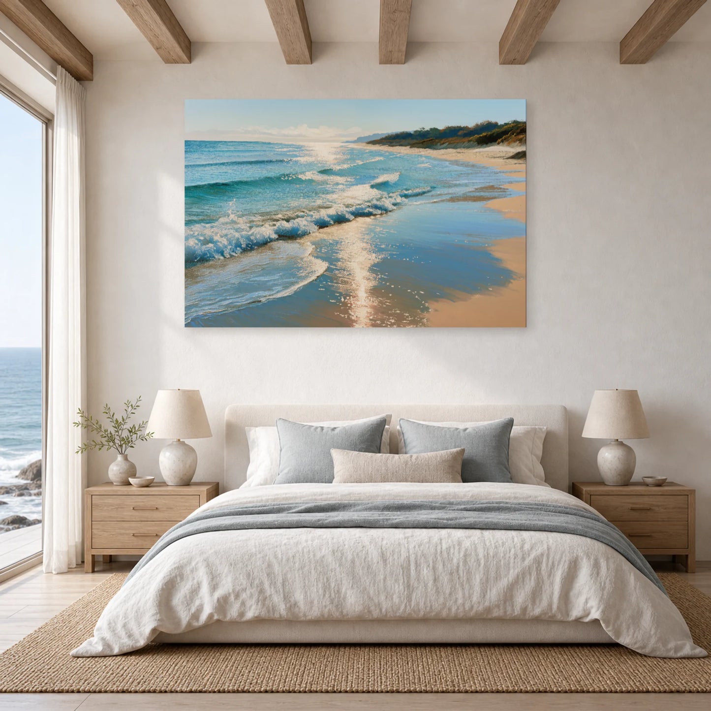 Tableau Bord De Mer Plage Sable Dore dans une chambre - Art Virtuoso