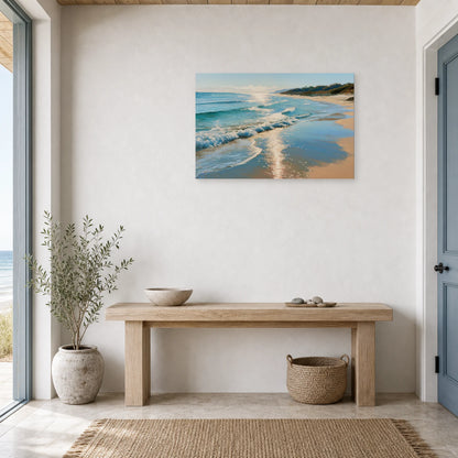 Tableau Bord De Mer Plage Sable Dore dans une entree ou un couloir - Art Virtuoso