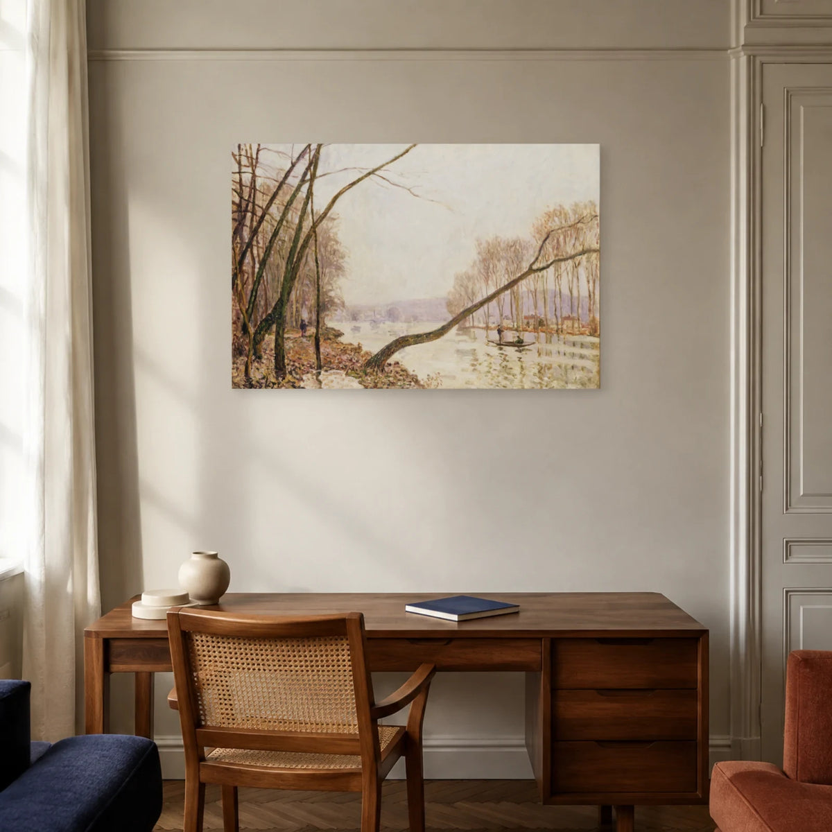 Tableau Bord de Seine en automne – Alfred Sisley dans un bureau - Art Virtuoso