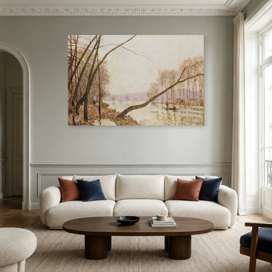 Tableau Bord de Seine en automne – Alfred Sisley dans un salon - Art Virtuoso