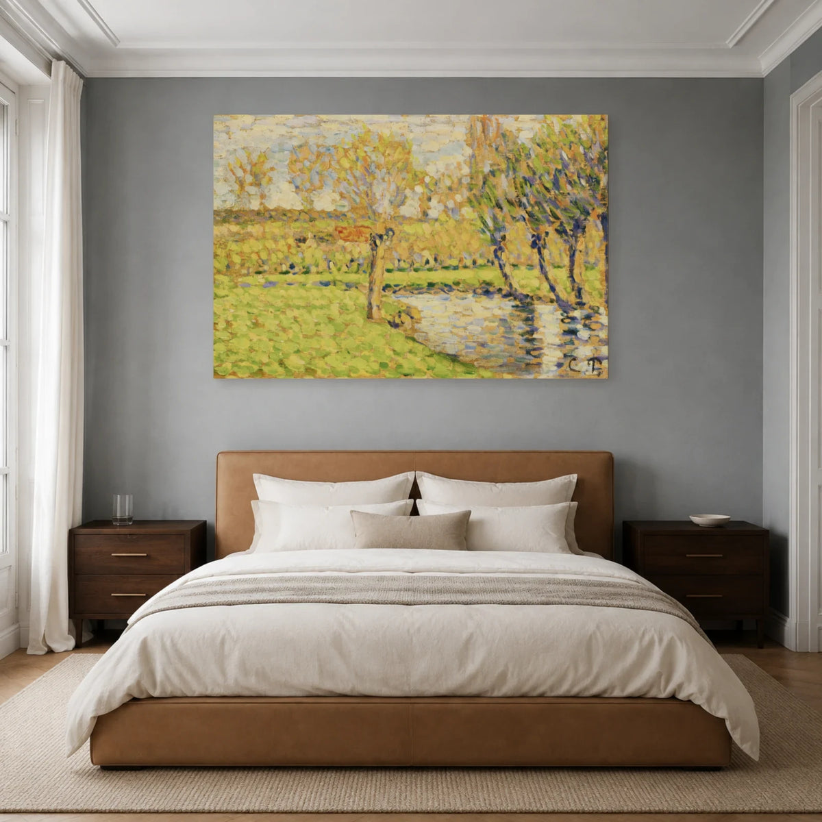 Tableau Bords de l'Epte à Éragny – Camille Pissarro dans une chambre - Art Virtuoso