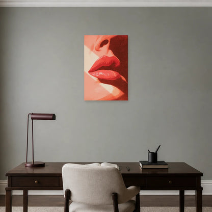 Tableau Bouche Rose Pop Art présenté dans un bureau - Art Virtuoso