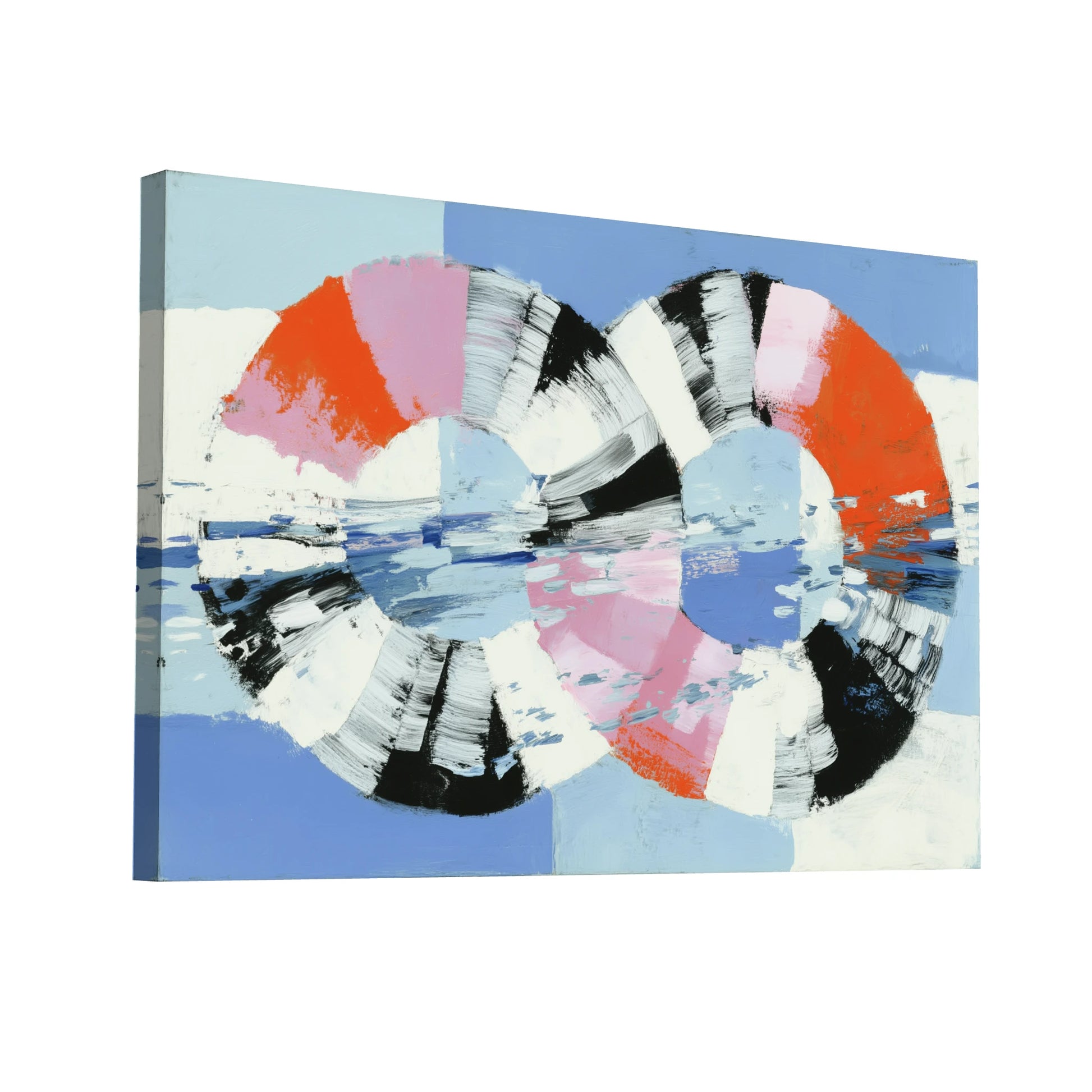 Product Hero 3D WebP Tableau Boucles Infinies corail et azur scandinave – ritournelle polaire en mouvement - Art Virtuoso