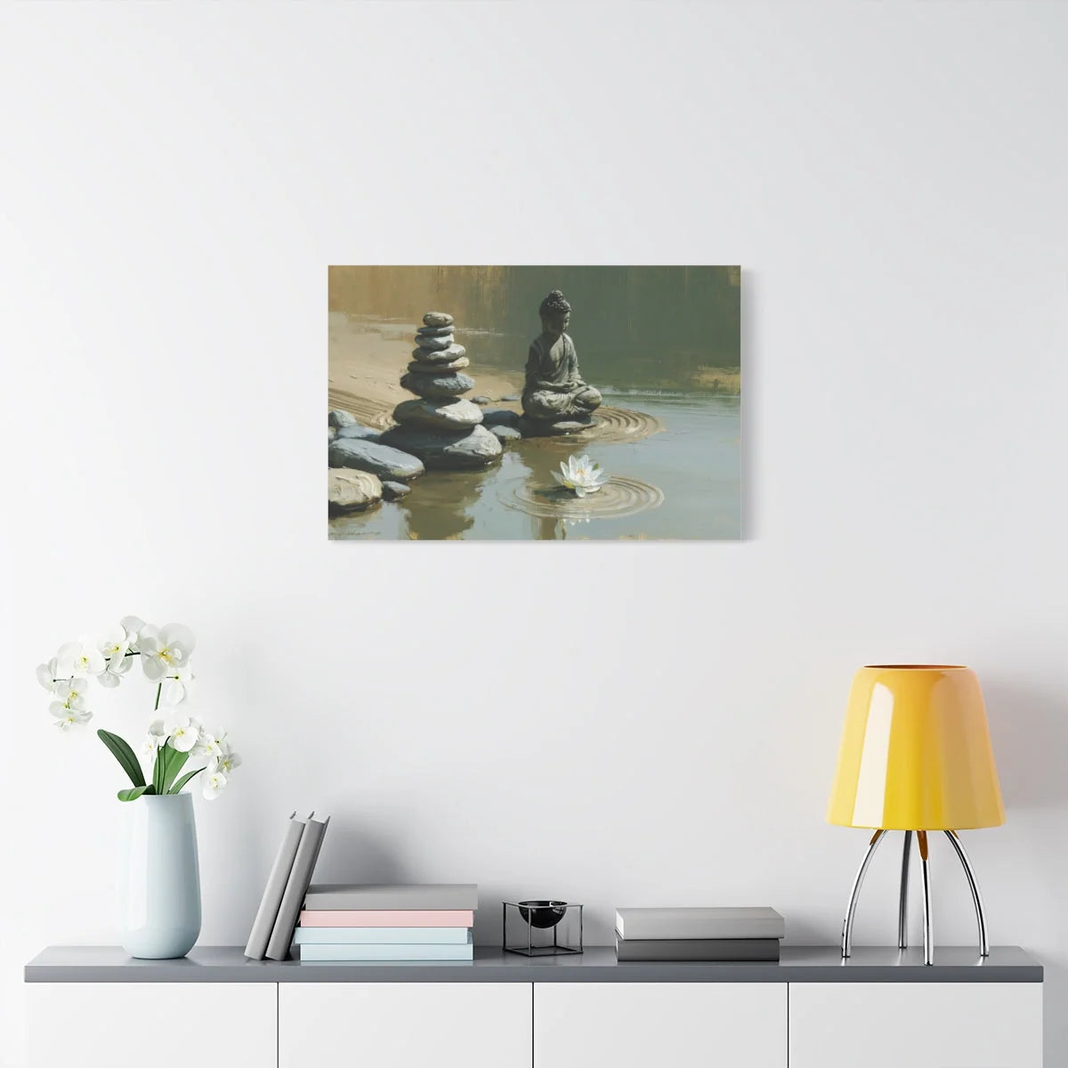 Tableau Cairn Bouddhique - Équilibre des Galets - décor pièce à vivre lumineuse