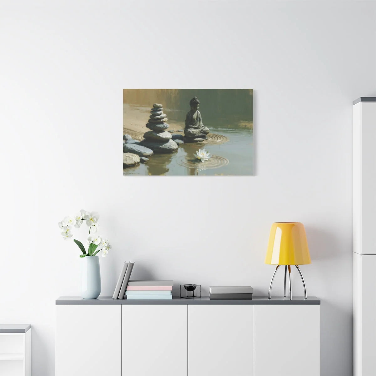 Tableau Cairn Bouddhique - Équilibre des Galets - décor mural panoramique