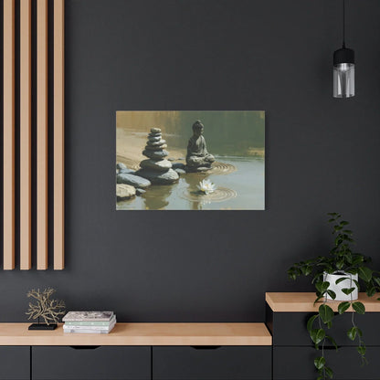 Tableau Cairn Bouddhique - Équilibre des Galets - ambiance loft haut de plafond