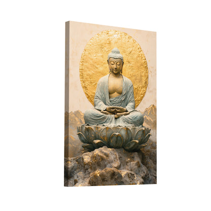Product Hero 3D WebP Tableau Bouddha Doré : Illumination - Art Virtuoso