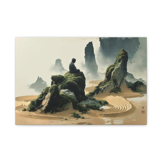 Tableau Jardin Zen Karesansui - Bouddha de Pierre