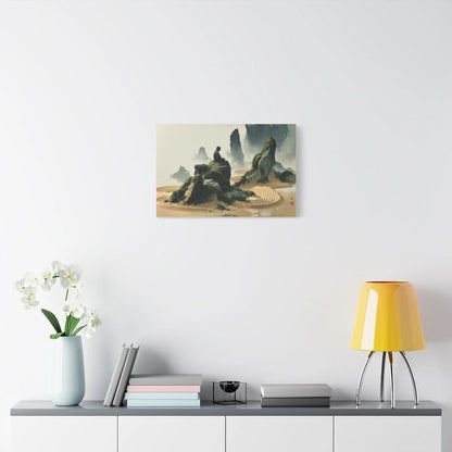 Tableau Jardin Zen Karesansui - Bouddha de Pierre - décor salon contemporain bois