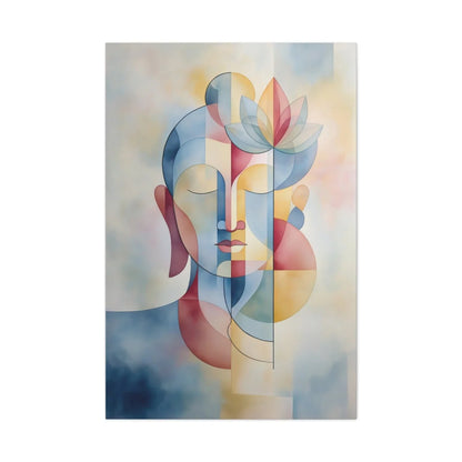 Tableau Bouddha Minimaliste - Aquarelle Pastel Scandinave - format XXL pièce de réception