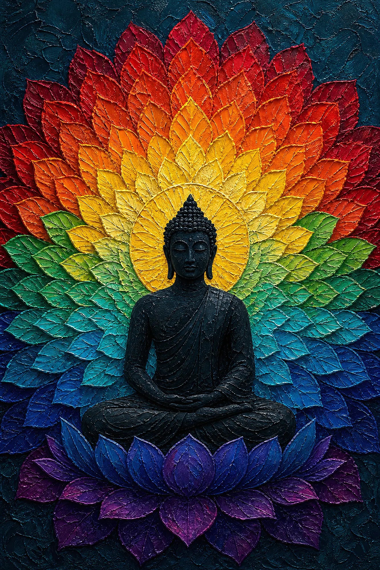 Tableau Bouddha Mandala Arc-en-Ciel - Couleurs Cosmiques - toile bouddha format M