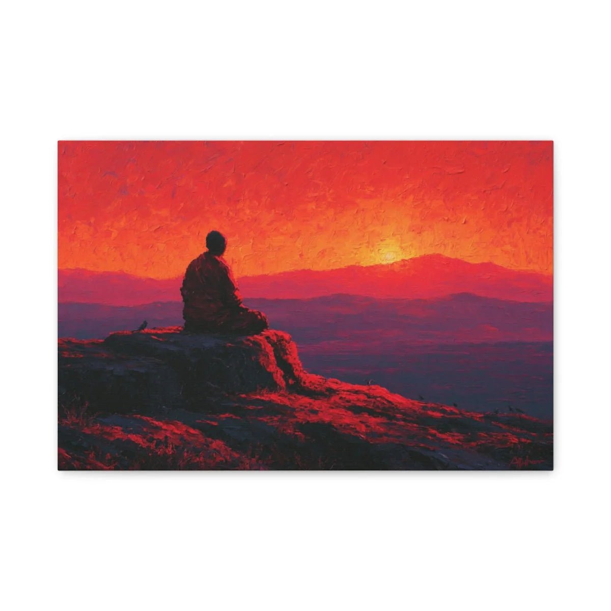 Tableau Silhouette Bouddhique - Ombre du Crépuscule
