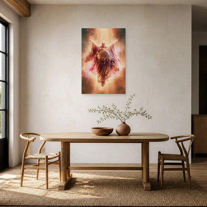 Mockup WebP Tableau Bouddha Rieur Hotei Prosperite dans une cuisine - Art Virtuoso