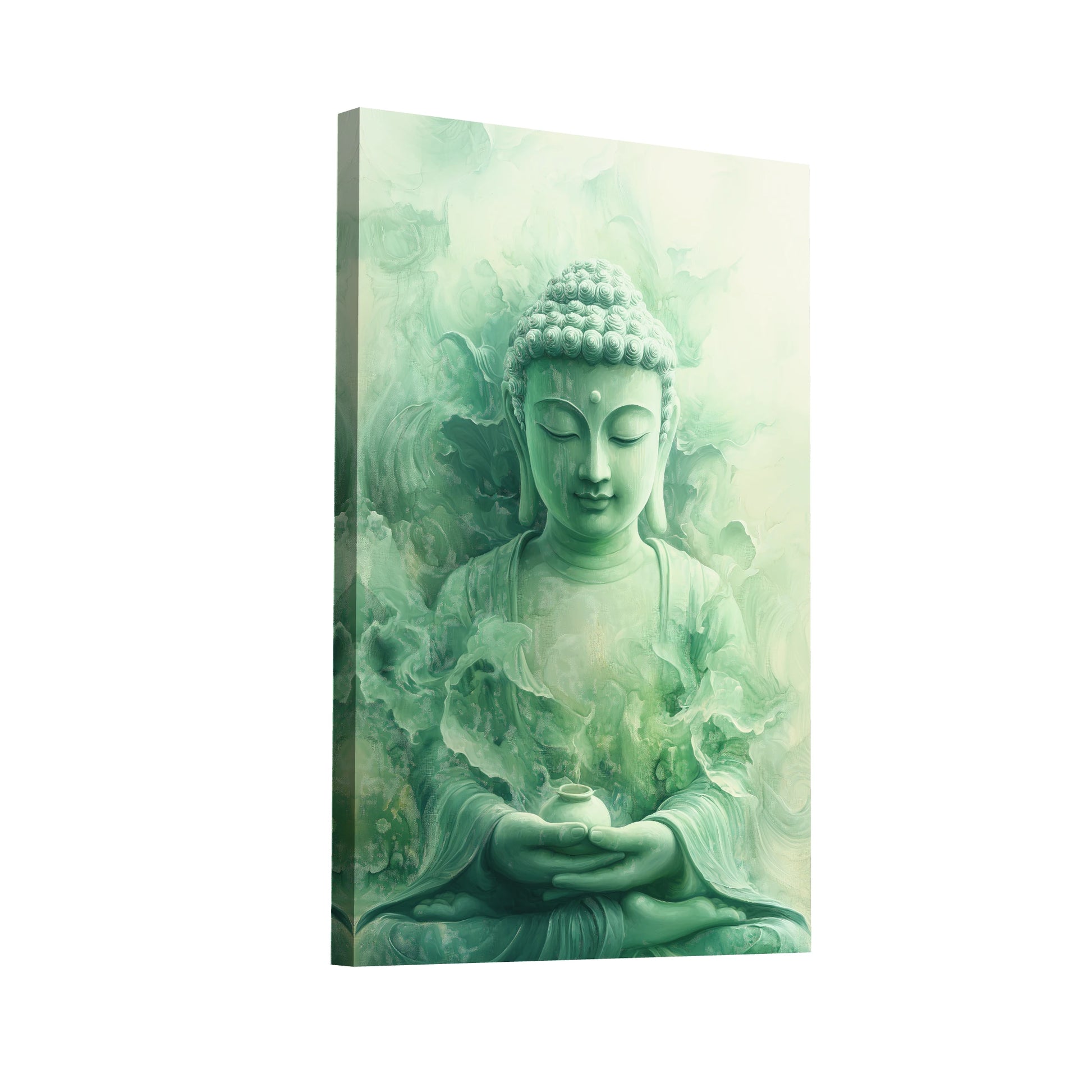 Product Hero 3D WebP Tableau Bouddha Vert - Méditation de Jade - Art Virtuoso