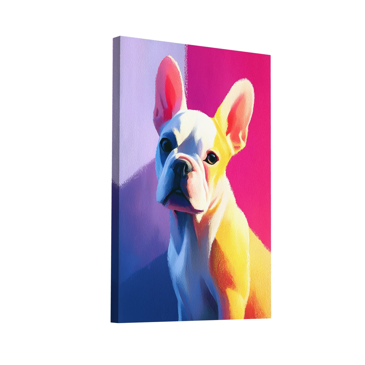 Product Hero 3D WebP Tableau Bouledogue Français : Portrait Pop Art - Art Virtuoso