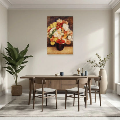 Tableau Bouquet de chrysanthèmes – Pierre-Auguste Renoir dans une salle à manger - Art Virtuoso