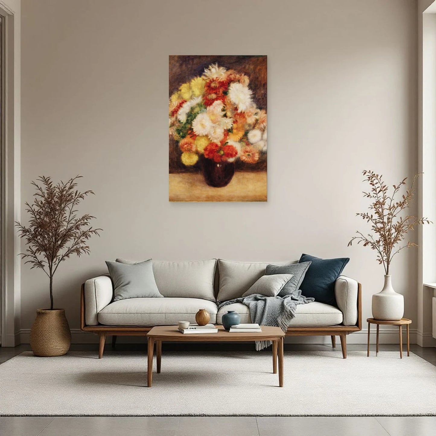 Tableau Bouquet de chrysanthèmes – Pierre-Auguste Renoir dans un salon - Art Virtuoso