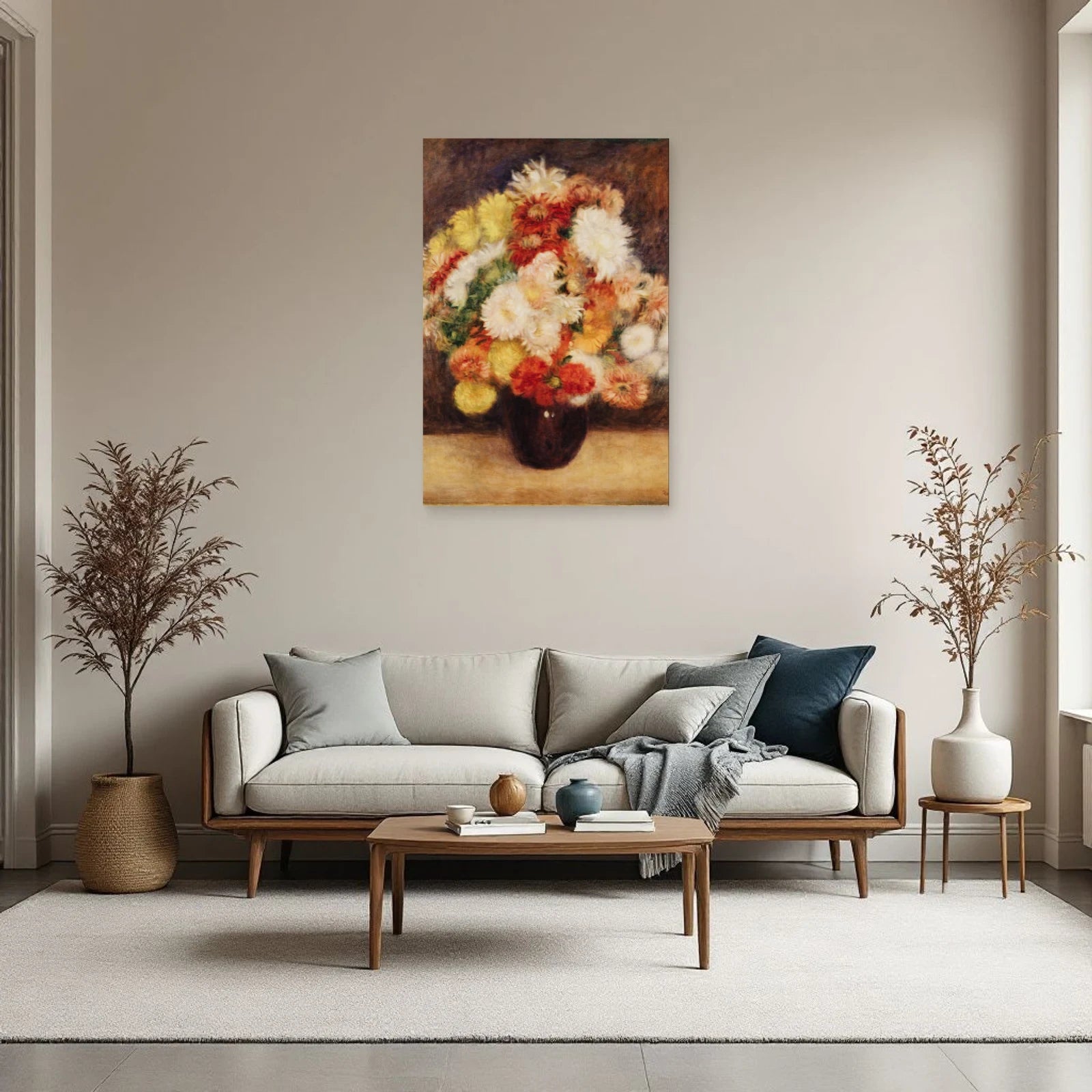 Tableau Bouquet de chrysanthèmes – Pierre-Auguste Renoir dans un salon - Art Virtuoso