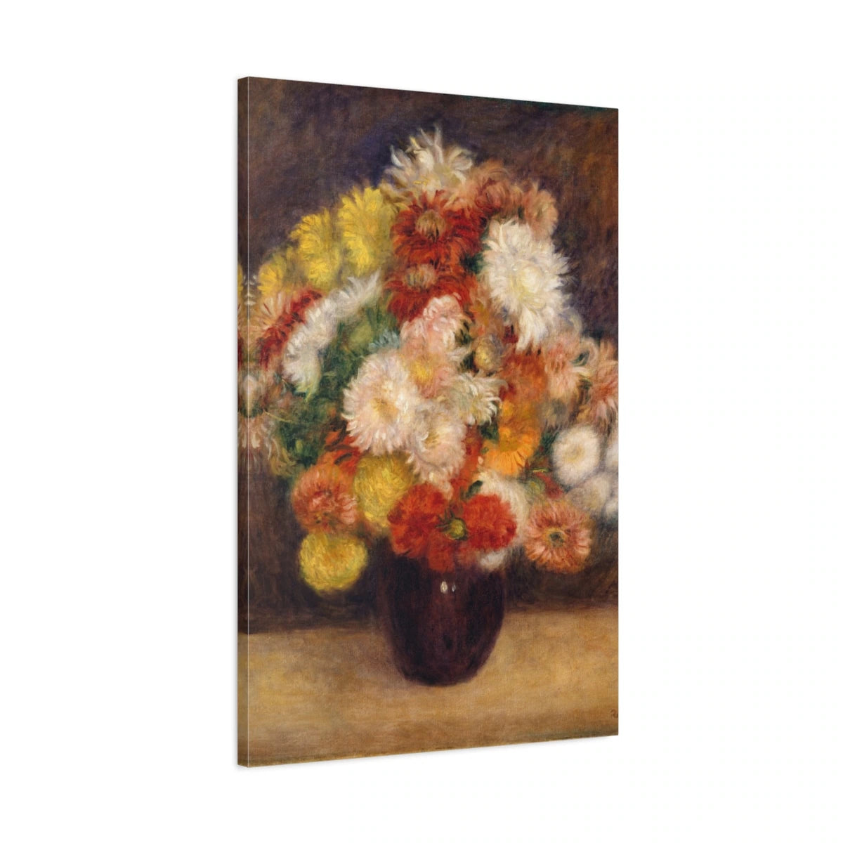 Tableau Bouquet de chrysanthèmes – Pierre-Auguste Renoir - toile 3D avec bords imprimés - Art Virtuoso