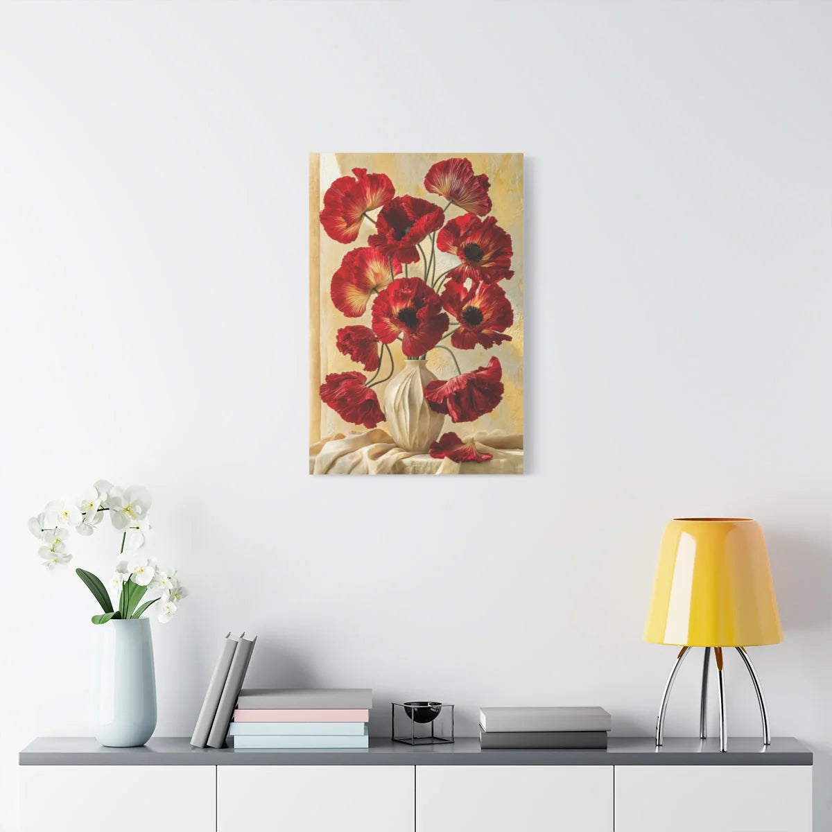 Tableau Bouquet de Coquelicots - Nature Morte Hollandaise - décor pièce à vivre lumineuse