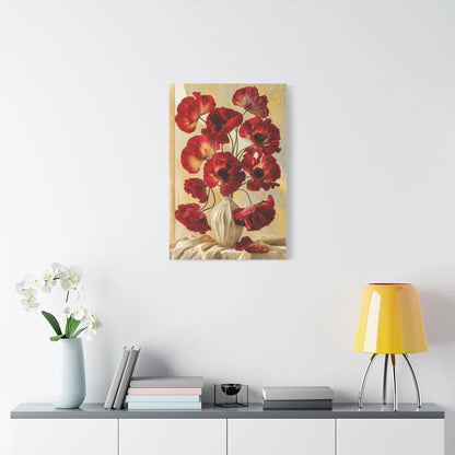 Tableau Bouquet de Coquelicots - Nature Morte Hollandaise - décor pièce à vivre lumineuse