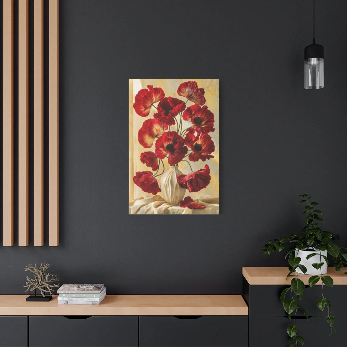 Tableau Bouquet de Coquelicots - Nature Morte Hollandaise - ambiance loft haut de plafond