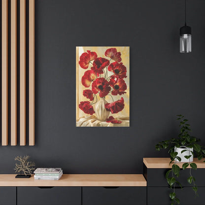 Tableau Bouquet de Coquelicots - Nature Morte Hollandaise - ambiance loft haut de plafond