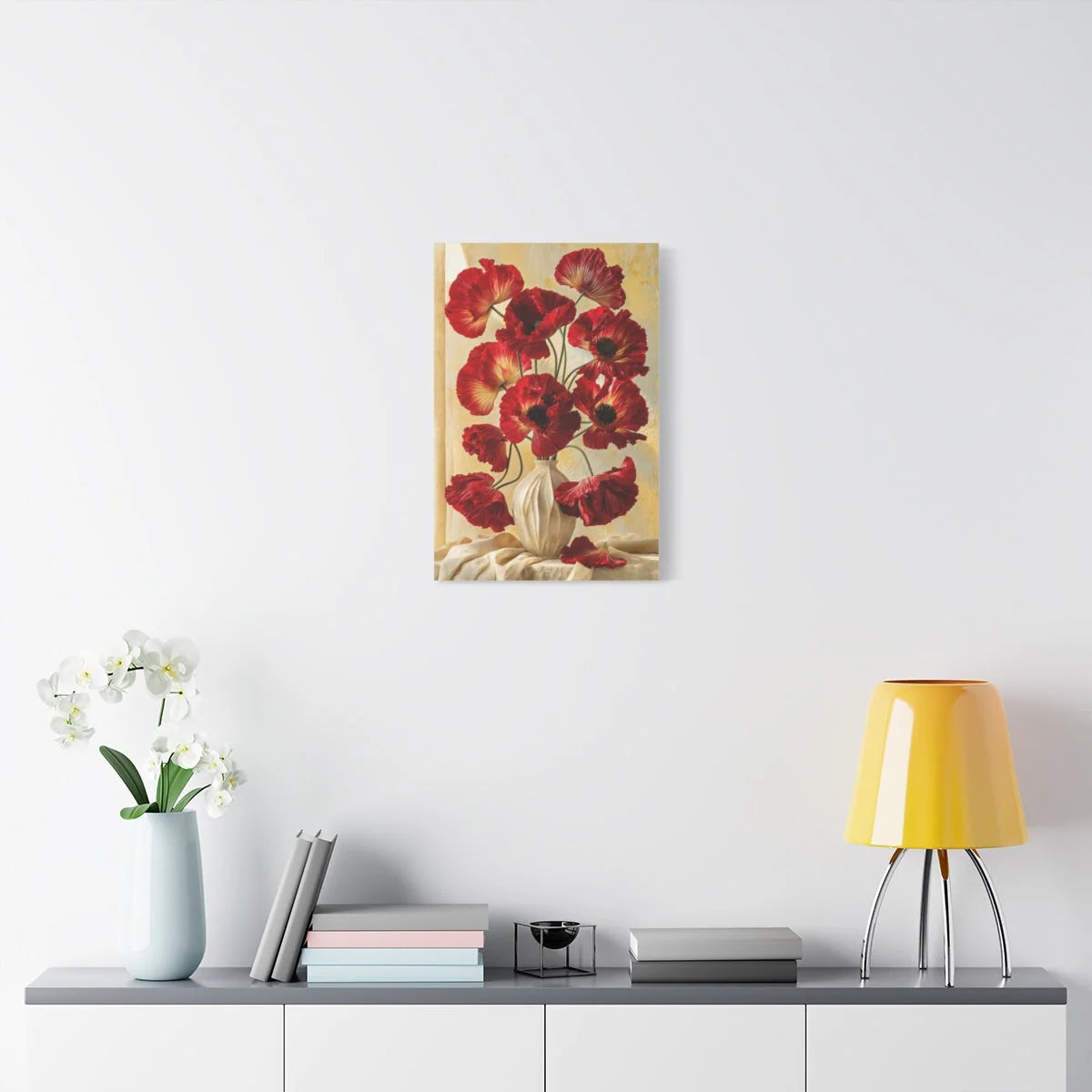 Tableau Bouquet de Coquelicots - Nature Morte Hollandaise - décor salon contemporain bois