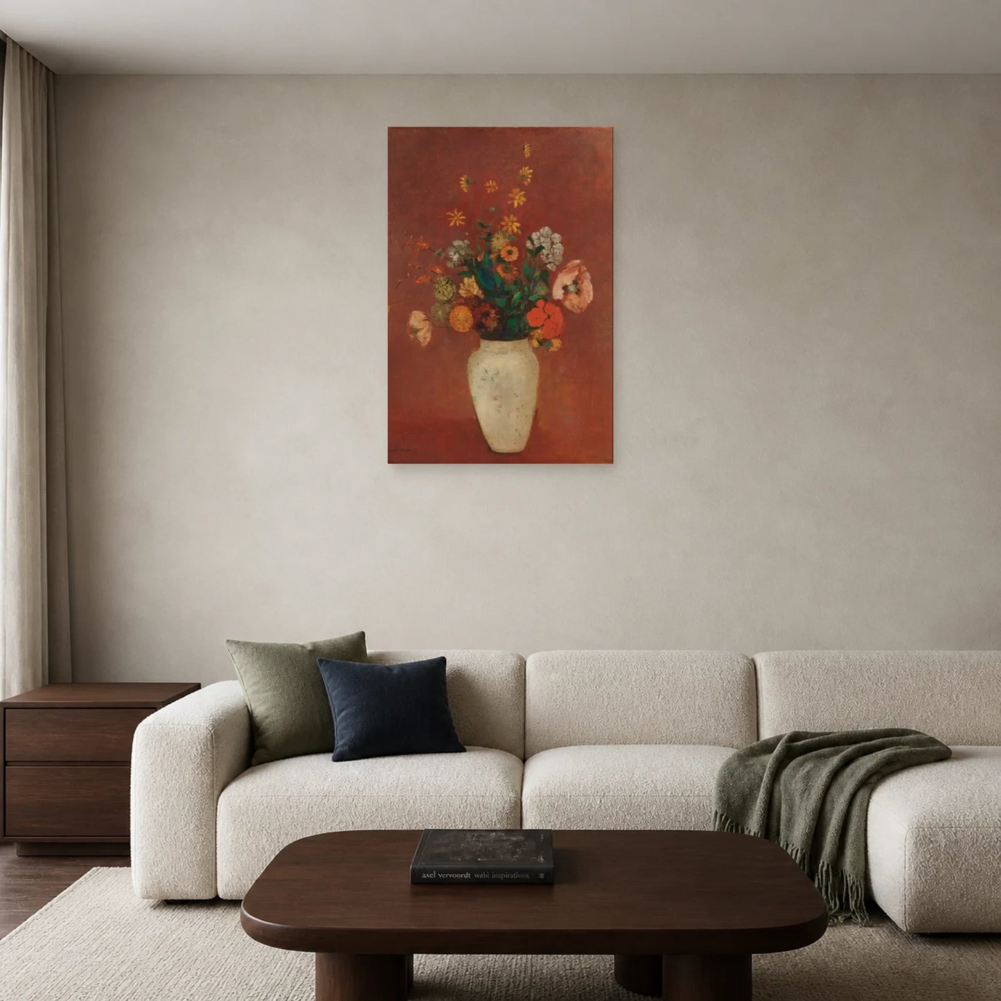 Tableau Bouquet dans un vase chinois – Odilon Redon dans un salon - Art Virtuoso