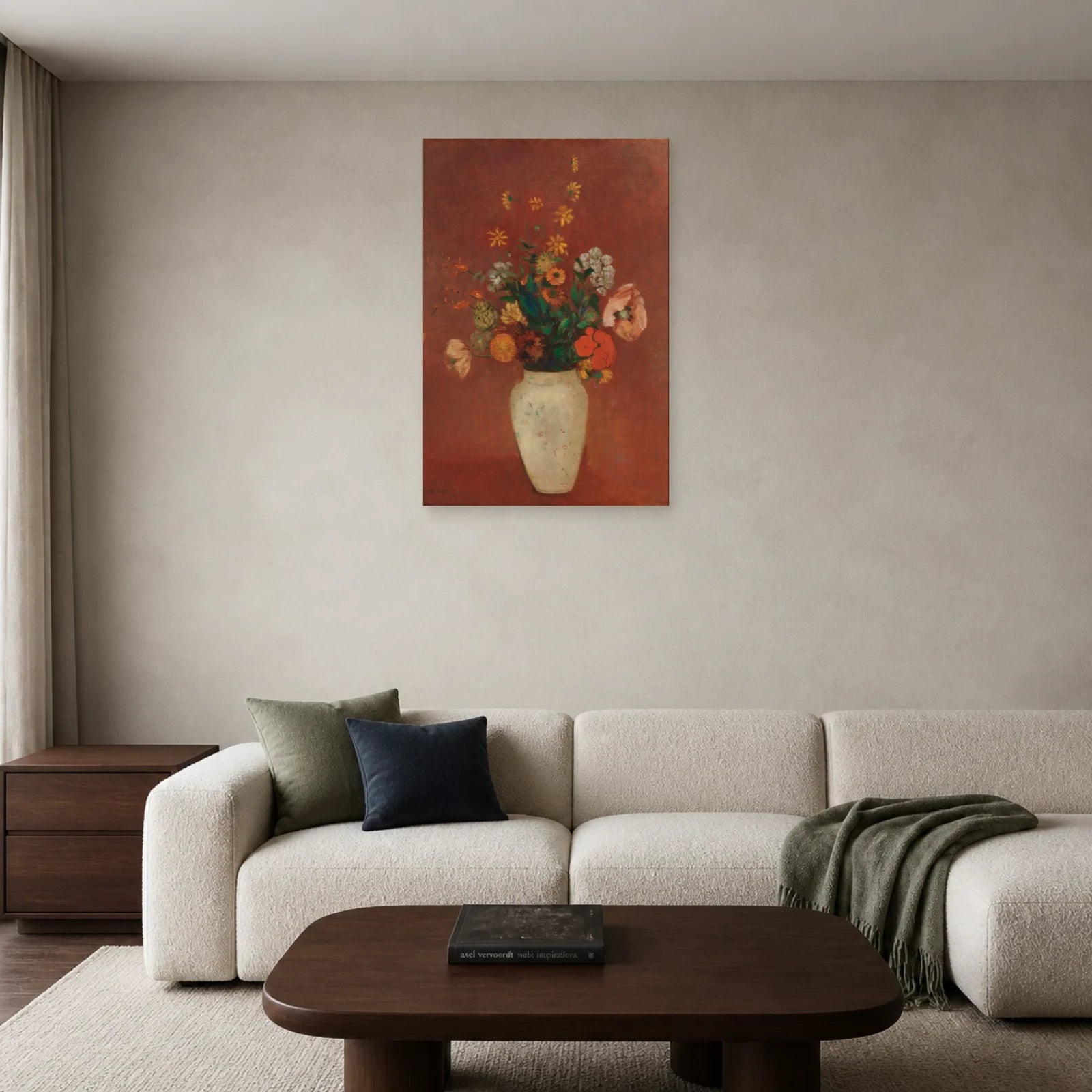 Tableau Bouquet dans un vase chinois – Odilon Redon dans un salon - Art Virtuoso