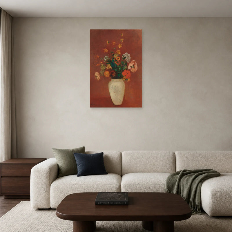 Tableau Bouquet dans un vase chinois – Odilon Redon dans un salon - Art Virtuoso