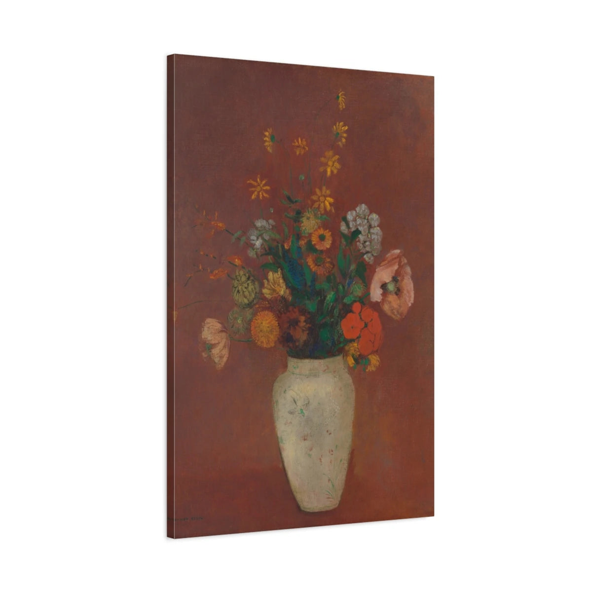Tableau Bouquet dans un vase chinois – Odilon Redon - toile 3D avec bords imprimés - Art Virtuoso