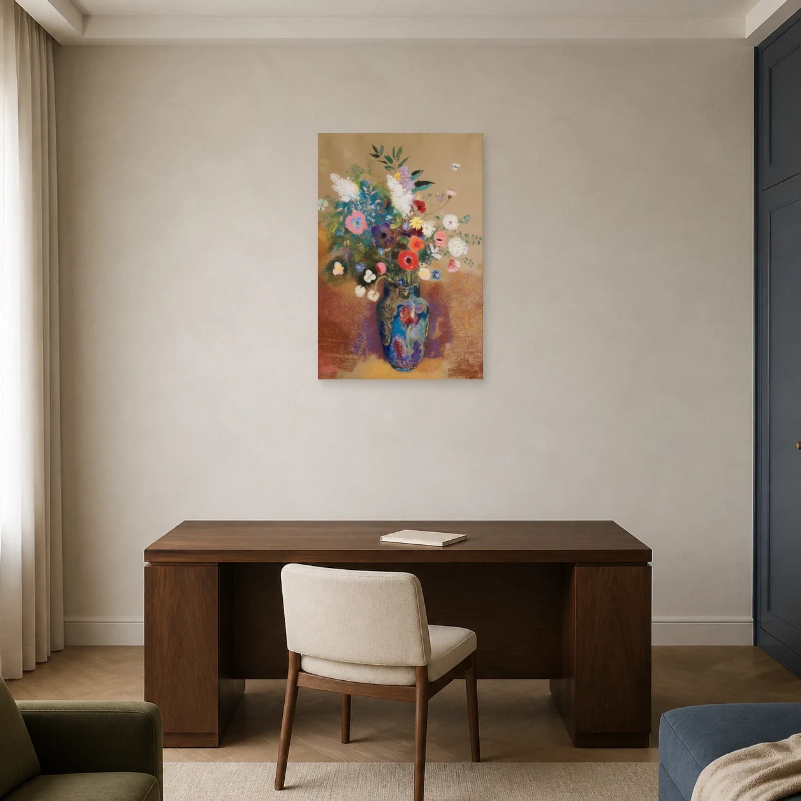 Tableau Bouquet de fleurs – Odilon Redon dans un bureau - Art Virtuoso