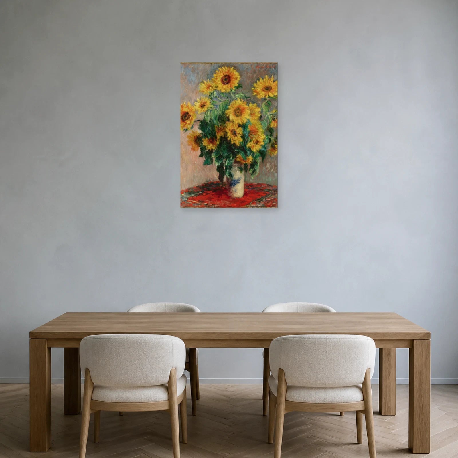 Tableau Bouquet de tournesols – Claude Monet dans une salle à manger - Art Virtuoso