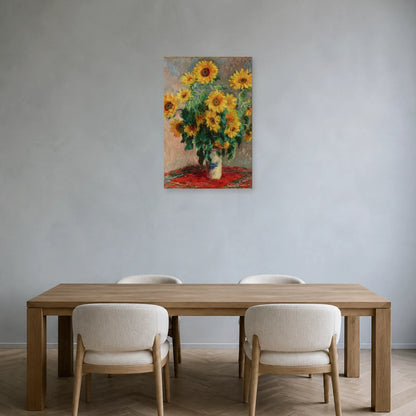 Tableau Bouquet de tournesols – Claude Monet dans une salle à manger - Art Virtuoso