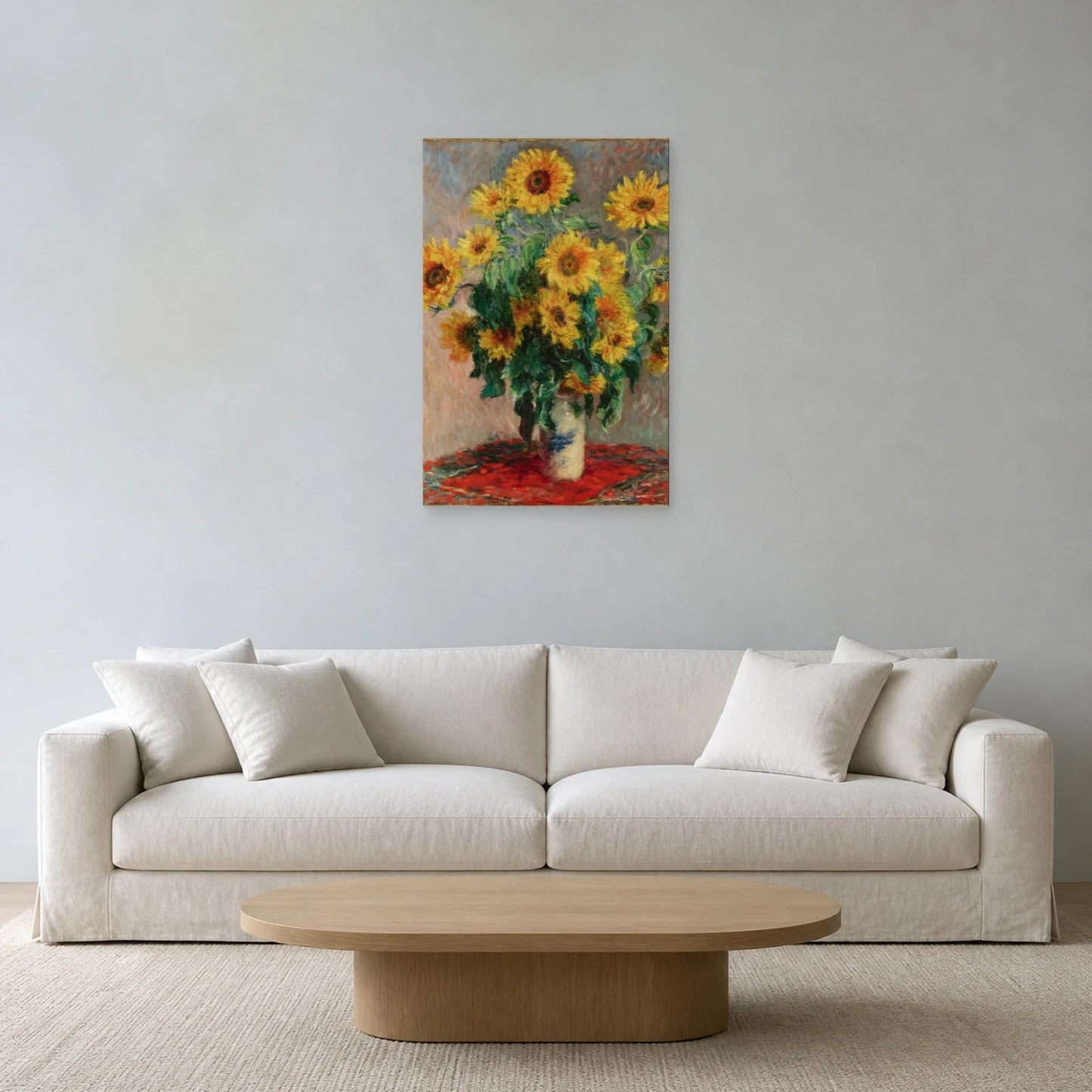 Tableau Bouquet de tournesols – Claude Monet dans un salon - Art Virtuoso