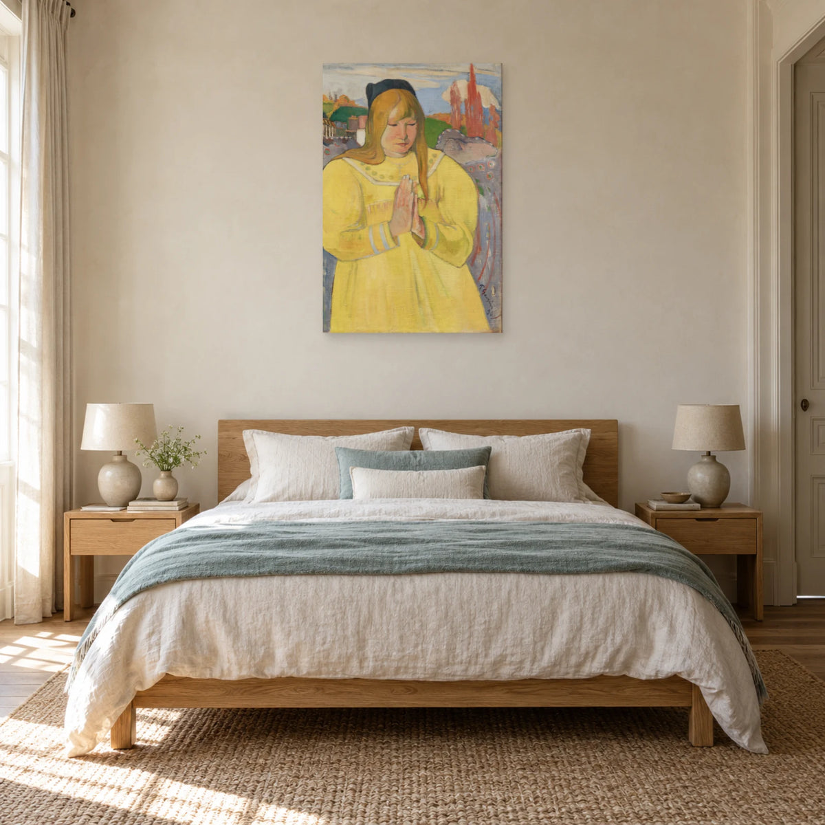 Tableau Bretonne en prière de Paul Gauguin dans une chambre - Art Virtuoso