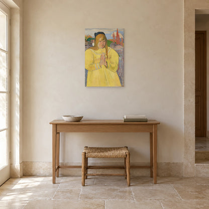 Tableau Bretonne en prière de Paul Gauguin dans une entrée ou un couloir - Art Virtuoso