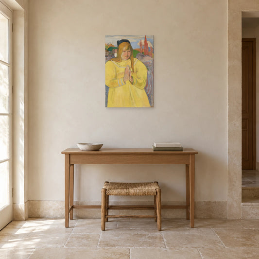 Tableau Bretonne en prière de Paul Gauguin dans une entrée ou un couloir - Art Virtuoso
