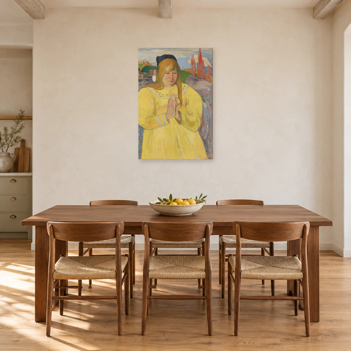 Tableau Bretonne en prière de Paul Gauguin dans une salle à manger - Art Virtuoso
