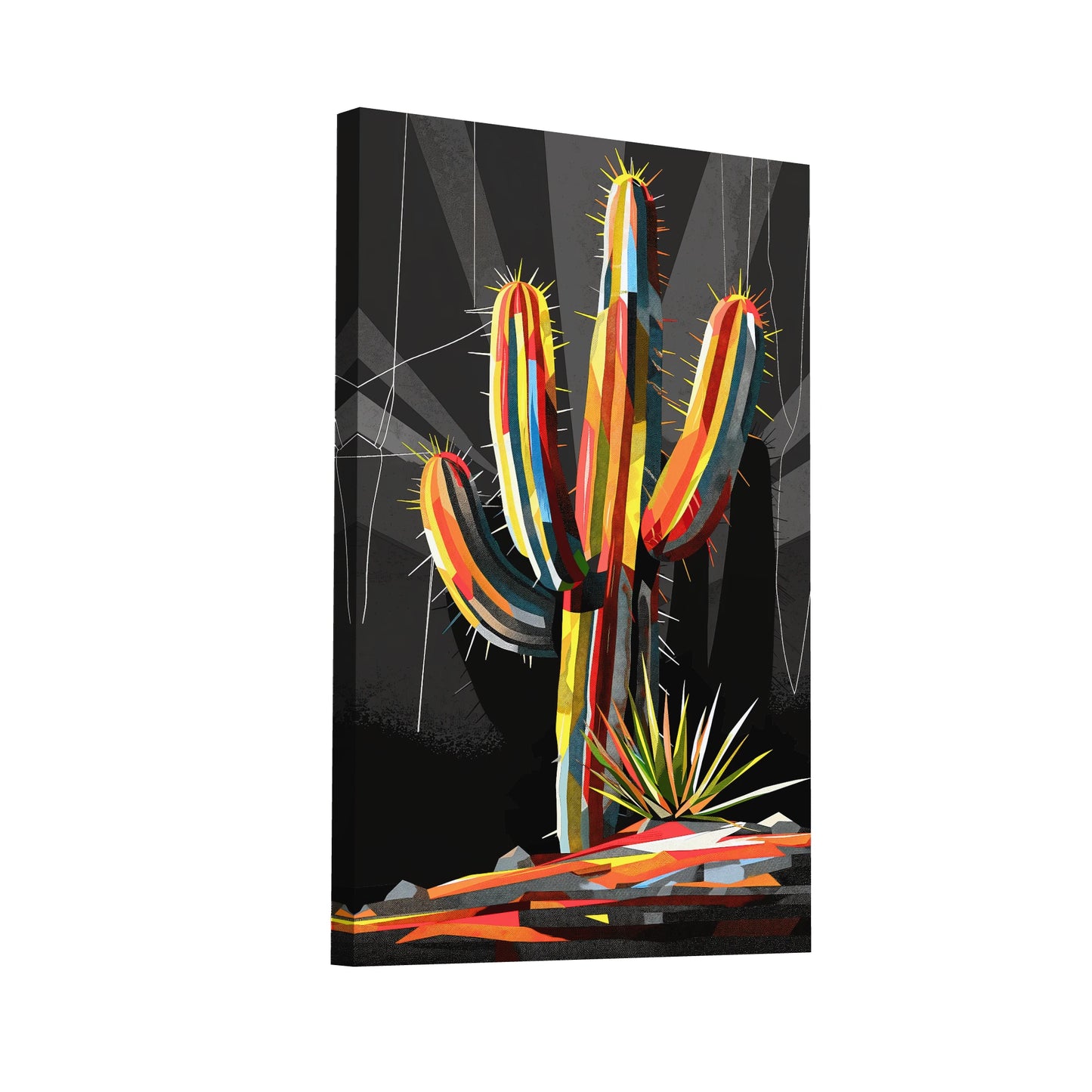 Product Hero 3D WebP Tableau Cactus Coloré - Art Virtuoso