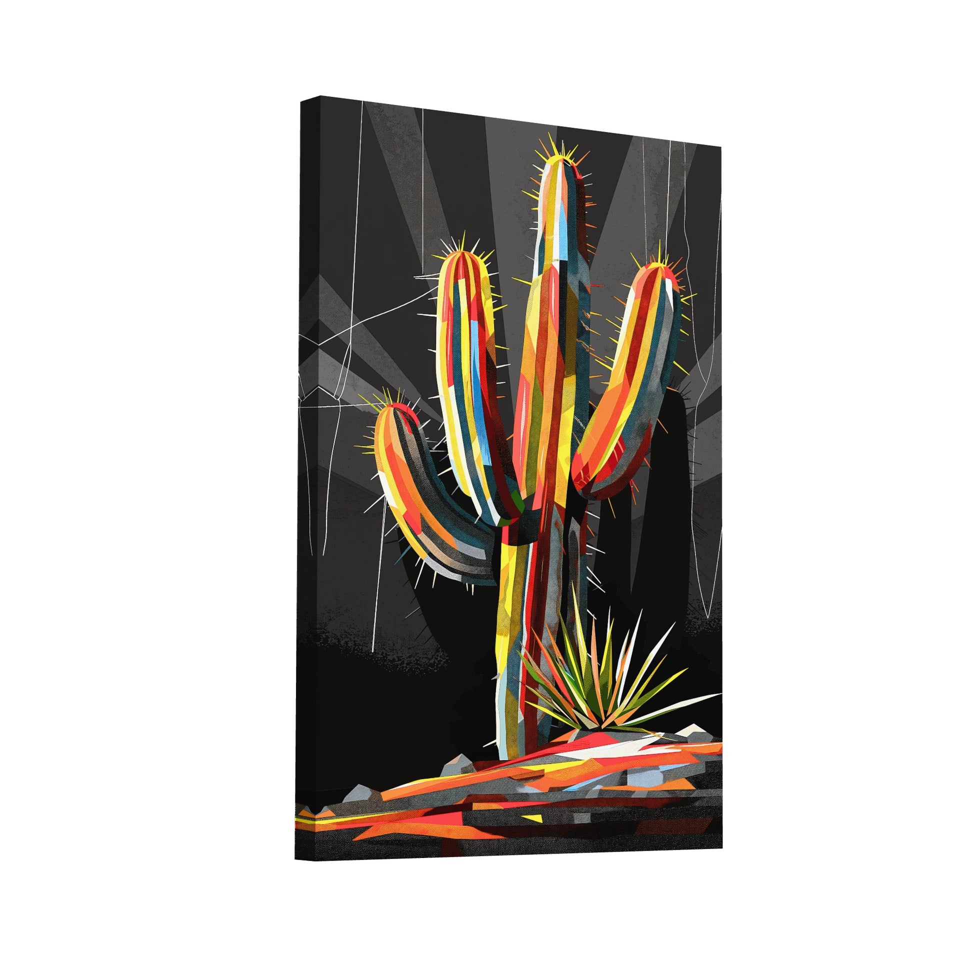 Product Hero 3D WebP Tableau Cactus Coloré - Art Virtuoso