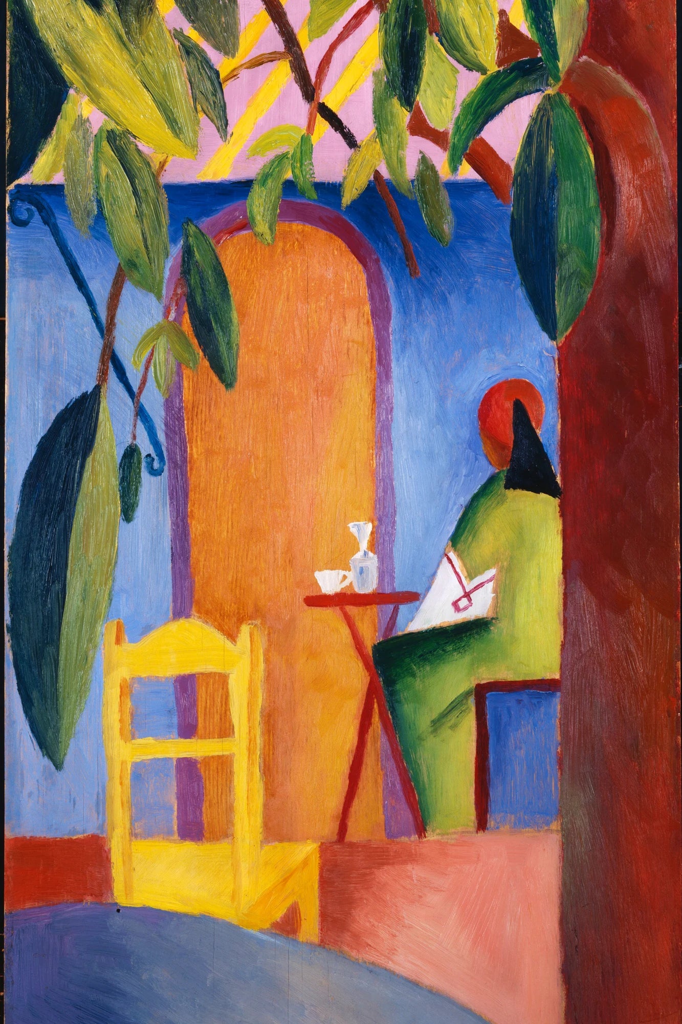 Café turc II d’August Macke en bleu et orange – toile format S