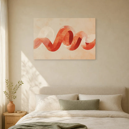 Tableau Calligraphie Ornementale Terracotta dans une chambre - Art Virtuoso