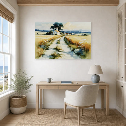 Tableau Campagne Française Peinture - Chemin des Collines dans un bureau - Art Virtuoso