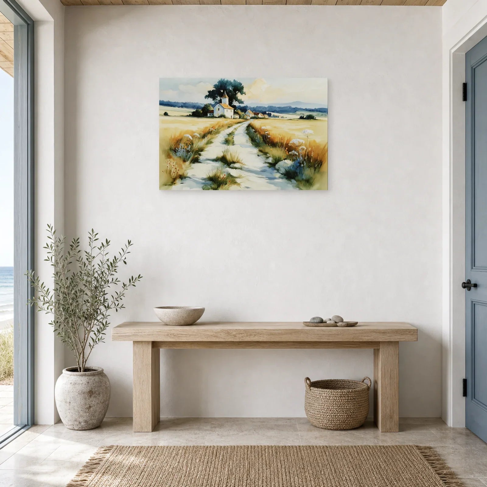Tableau Campagne Française Peinture - Chemin des Collines dans une entree ou un couloir - Art Virtuoso
