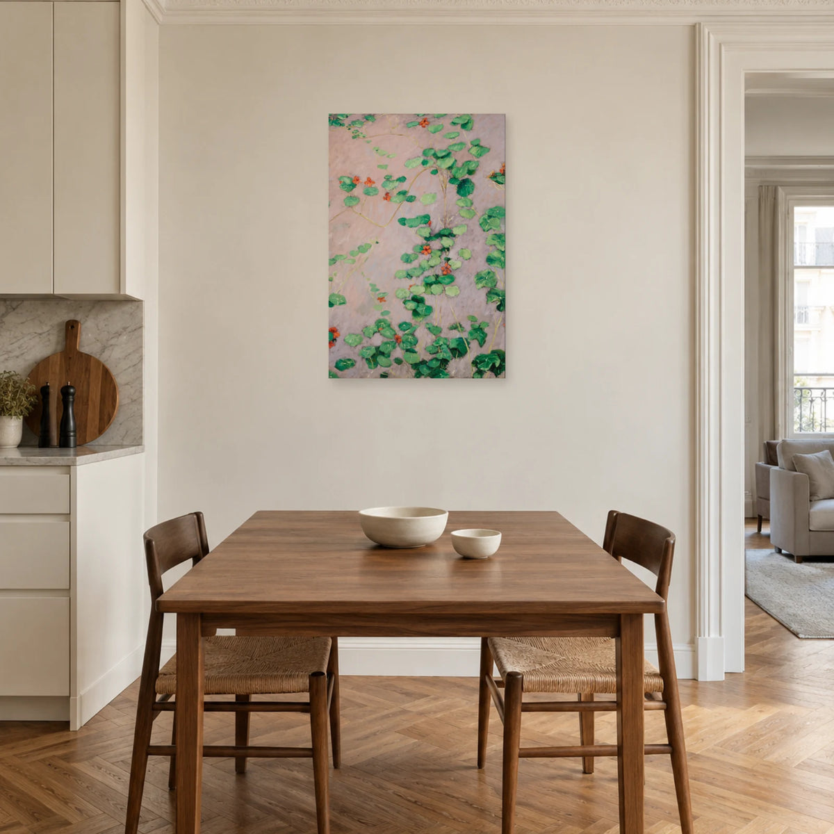 Tableau Capucines de Caillebotte dans une salle à manger - Art Virtuoso