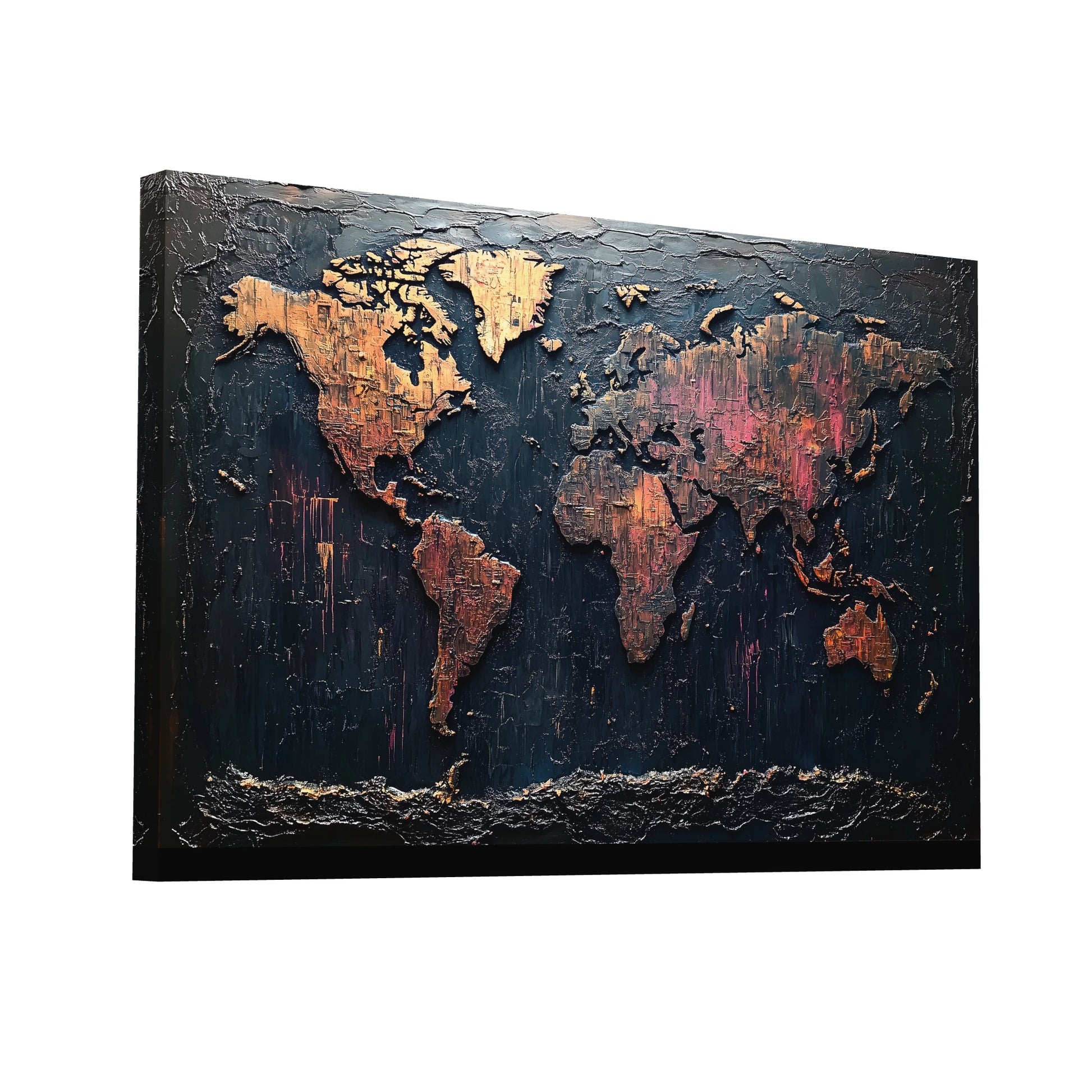 Product Hero 3D WebP Tableau Carte du Monde Industriel - Art Virtuoso